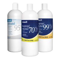 Two 5L jugs of maxill Isopropyl Alcohol (70%, and 99%) and three 1L bottles of maxill Isopropyl Alcohol (70%, and 99%), and maxill's Ethanol 95%.