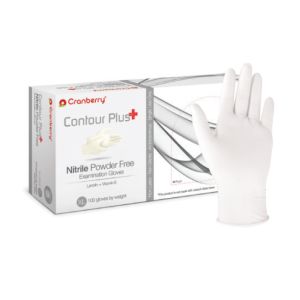 Cranberry Contour Plus Powder Free White Nitrile Gloves - Extra Small --CLEARANCE--