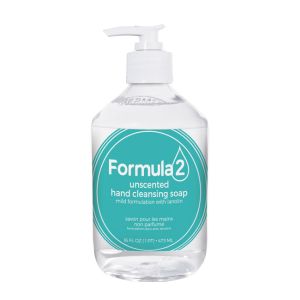 Small pump bottle of maxill formula 2 unscented clear liquid hand soap
