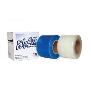 Box of PolyAll barrier film with 2 rolls of barrier film in clear and blue