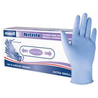 Box of 100 extra small blue maxill Nitrile Gloves