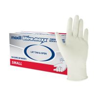 Box of maxill Ultra-maxx stretchy vinyl gloves size small