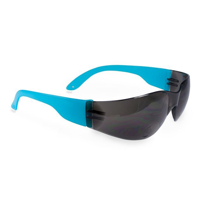 Blue and black maxill safety glasses.