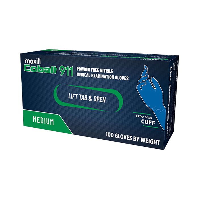 Box of medium Cobalt 911 powder free Nitrile medical examination gloves