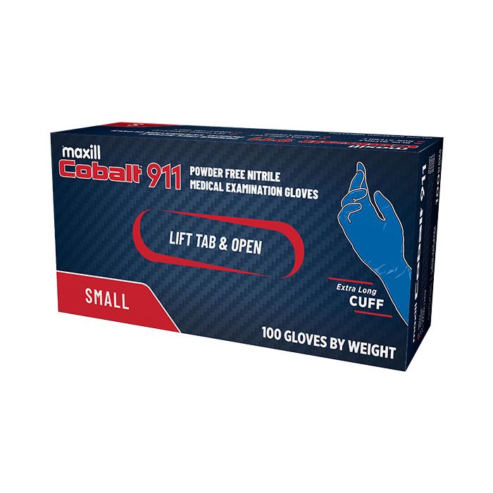 Box of small Cobalt 911 powder free Nitrile medical examination gloves