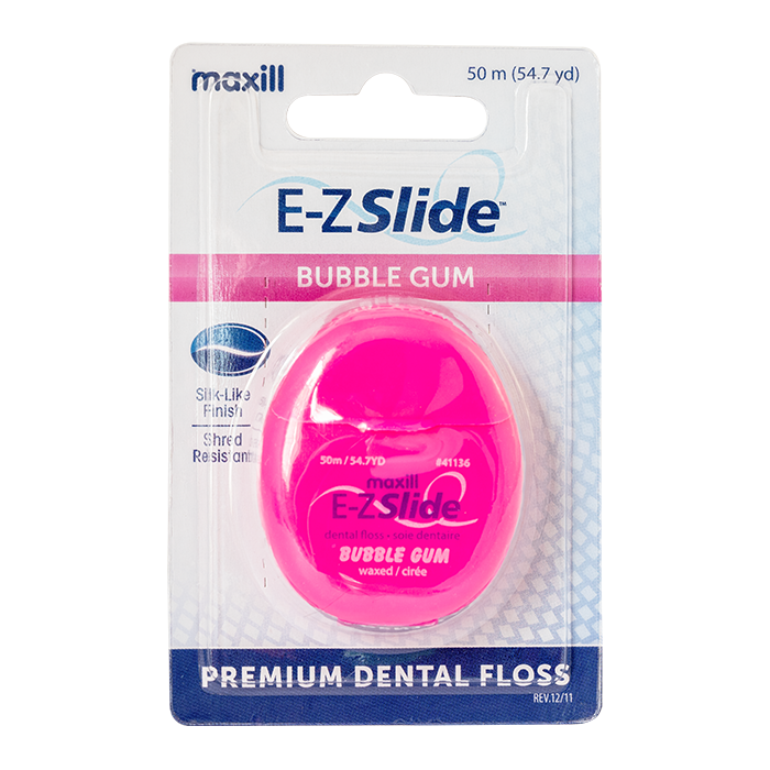 E-Z Slide 50 meter Waxed Dental Floss - Retail Blister - Bubble Gum