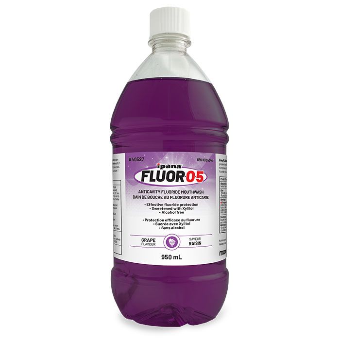 ipana Fluor-o-5 anticavity fluoride mouthwash, grape flavour