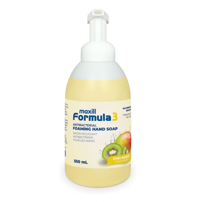 maxill Formula 3 foaming antibacterial hand soap pump bottle Kiwi Mango Scented