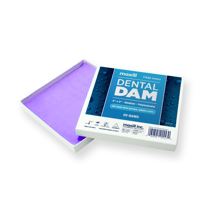maxill Dental Dam - Polyisoprene Non-latex Dental Dam 5" x 5" Heavy