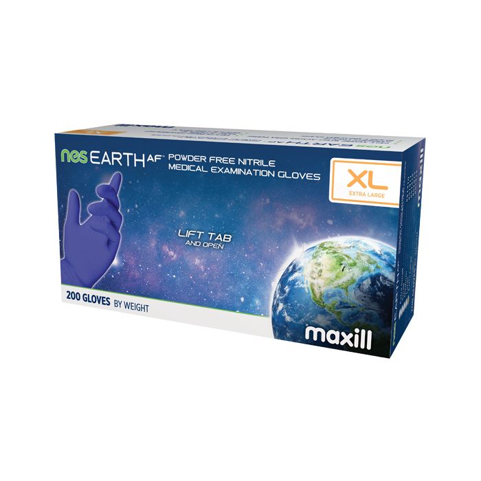 Box of extra extra large maxill nes EARTH AF Powder Free Nitrile Medical Examination Gloves