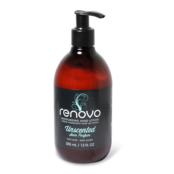 355ML bottle of unscented renovo moisturizing hand lotion.