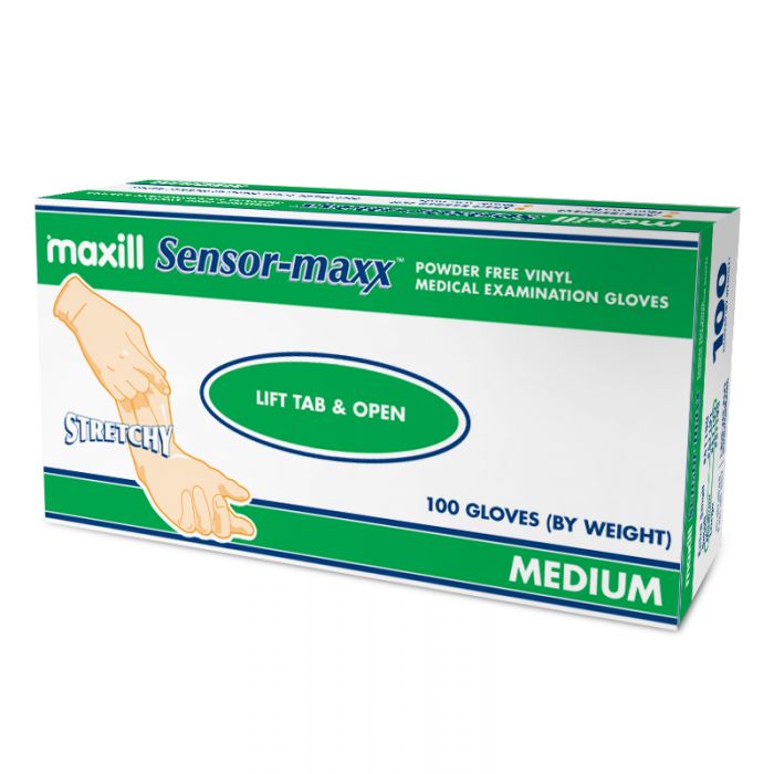 Box of small maxill Sensor-maxx stretchy vinyl gloves