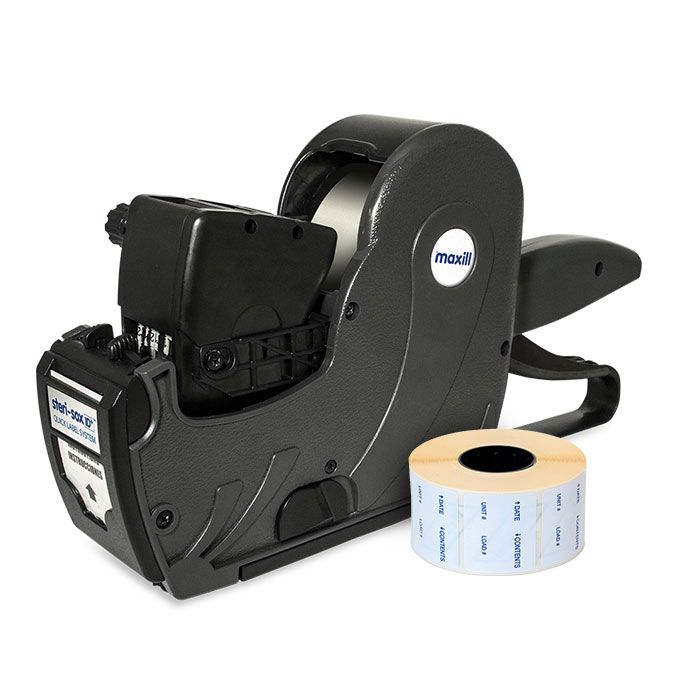 maxill steri-sox ID+ Labeler with a roll of double-stick labels