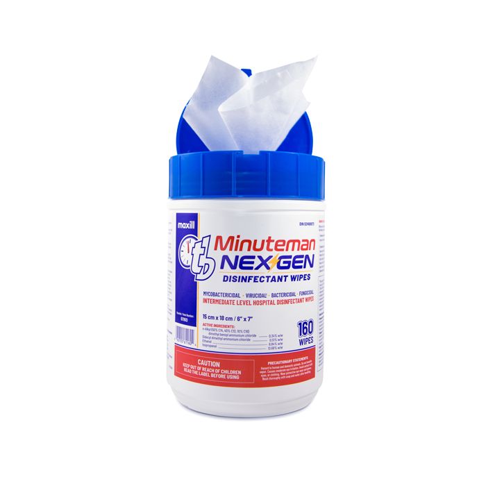 tb Minuteman NEX GEN Disinfectant Wipes  (6" x 7") - 160 Wipes Tub