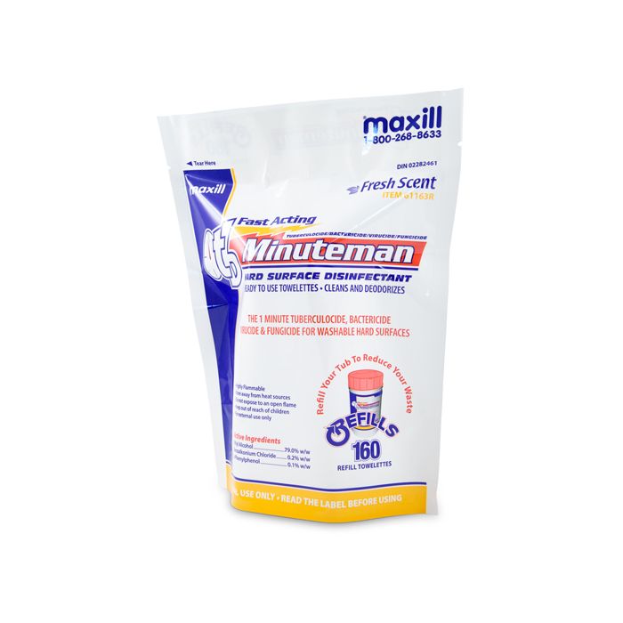 Bag of tb Minuteman hard surface disinfectant wipes refill.