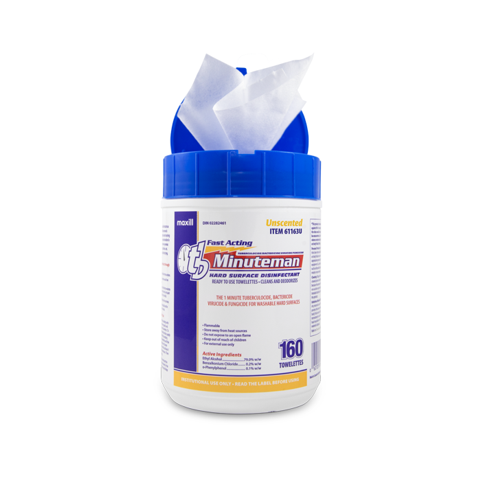 container of tb Minuteman Disinfectant Wipes