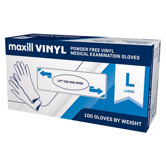 Box of large maxill vinyl gloves