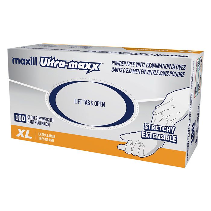 maxill Ultra-maxx Stretchy Vinyl Gloves - Extra Large 