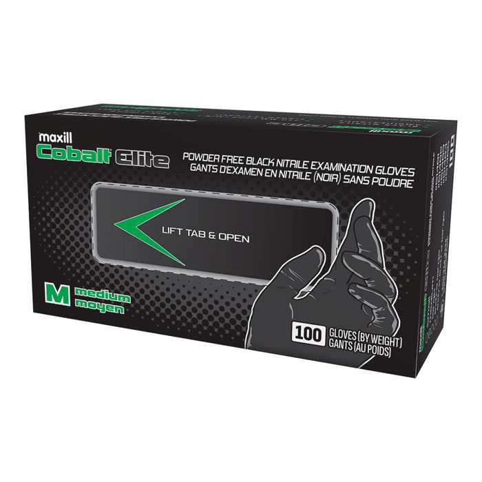 Box of medium Cobalt Elite Black Nitrile Gloves