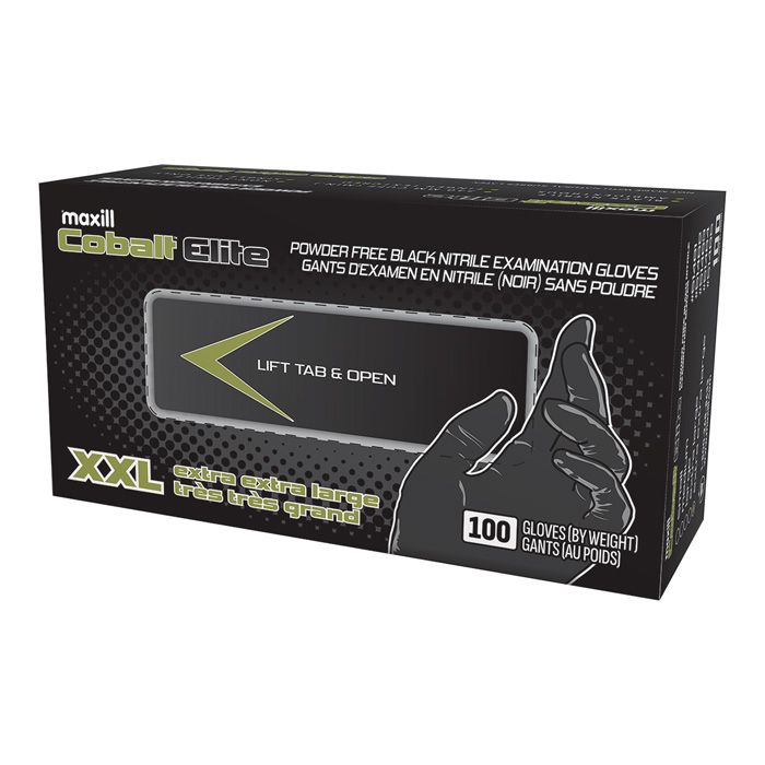 Box of extra large Cobalt Elite Black Nitrile Gloves