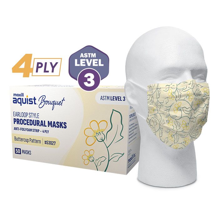 maxill aquist Bouquet Earloop Style Procedural Masks - Buttercup Pattern