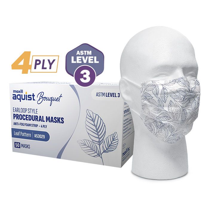 maxill aquist Bouquet Earloop Style Procedural Masks - Leaf Pattern