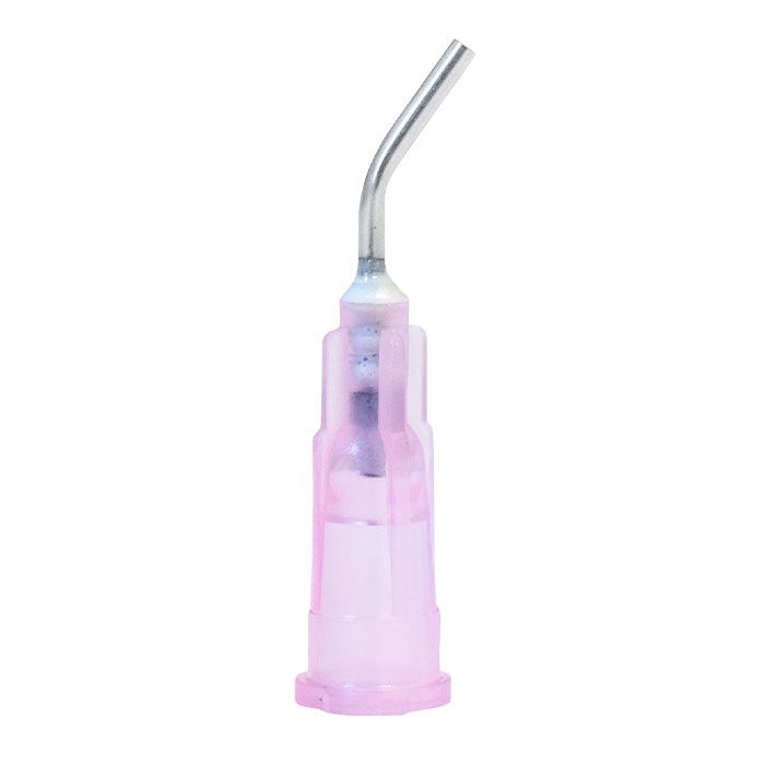 Luer Lock PreBent Dispensing Tips - 18 Gauge Pink