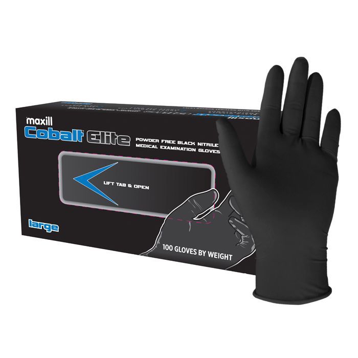 Cobalt Elite Black Nitrile Gloves maxill