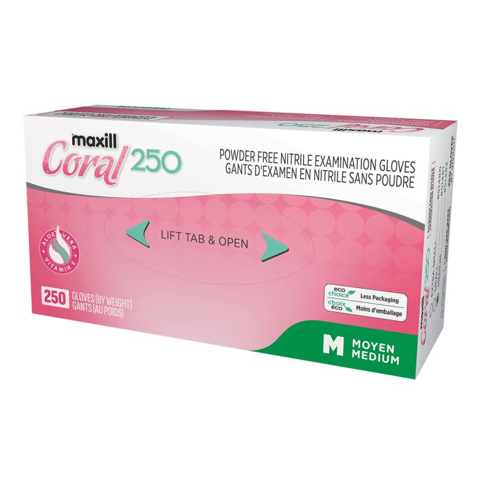 Box of maxill Coral 250 nitrile gloves (medium size)