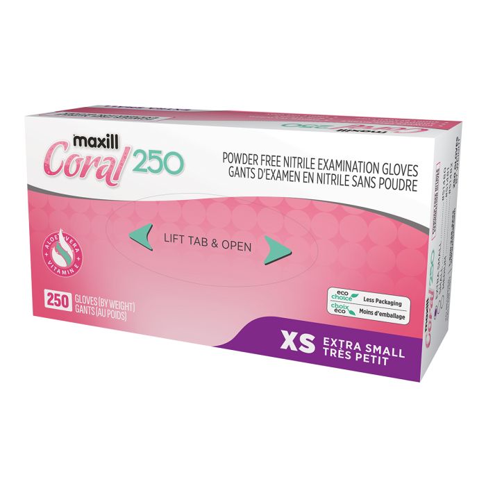 Box of maxill Coral 250 nitrile gloves (extra small size)