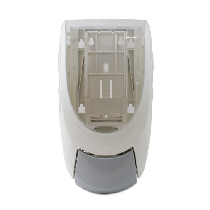 Empty white soap dispenser for the wall