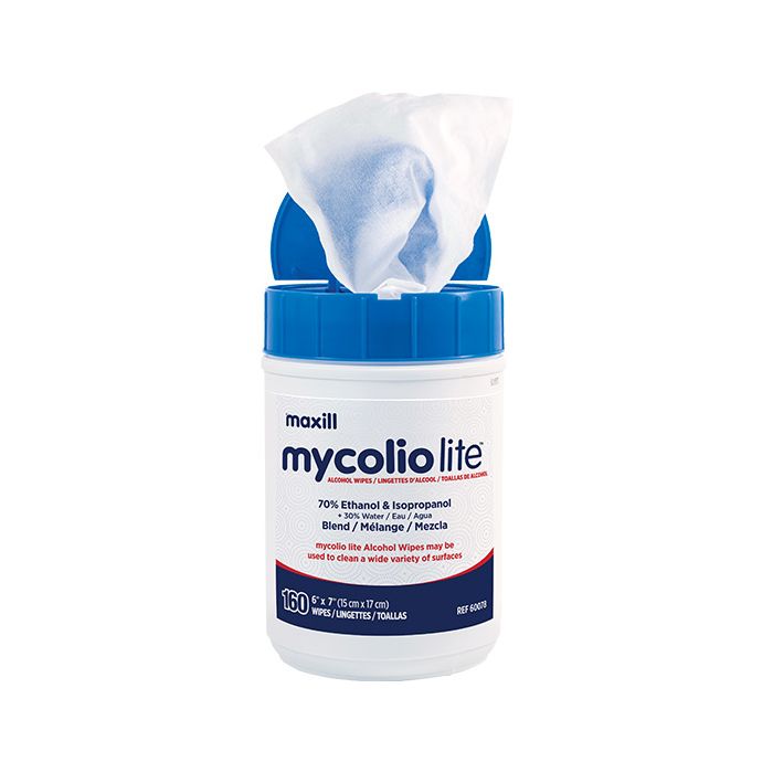 Container of 160 mycolio lite Alcohol Wipes