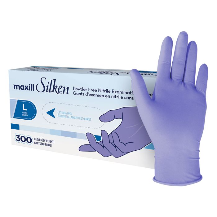 maxill Silken Nitrile Medical Exam Gloves - Large