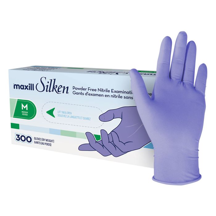 maxill Silken Nitrile Medical Exam Gloves - Medium