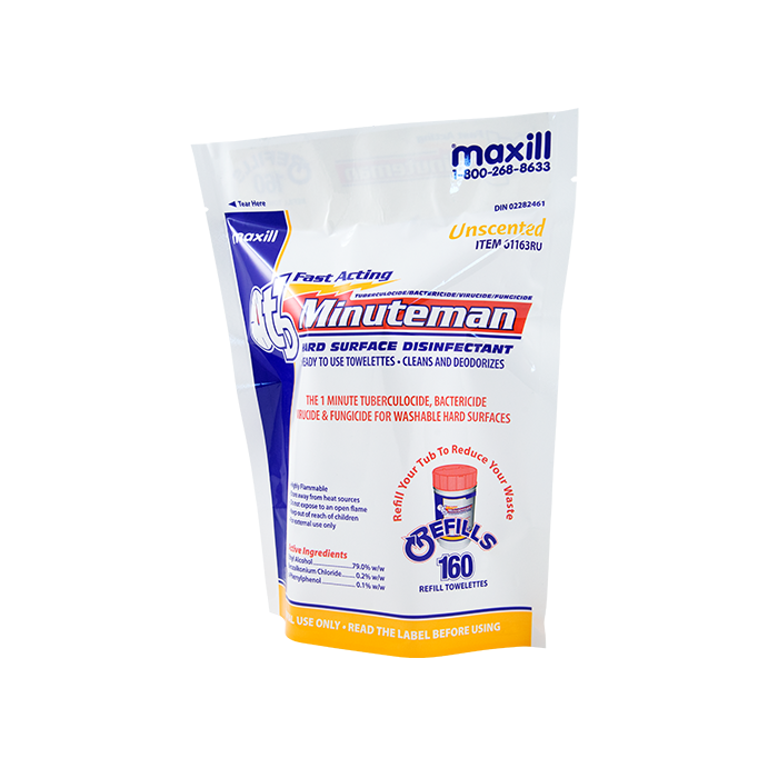 Bag of tb Minuteman hard surface disinfectant wipes refill.