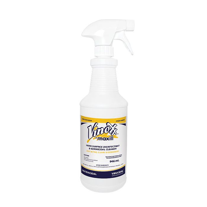 Spray bottle of maxill's Vinoxx broad spectrum disinfectant.