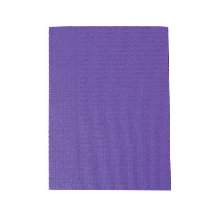Purple vivid disposable patient bib.
