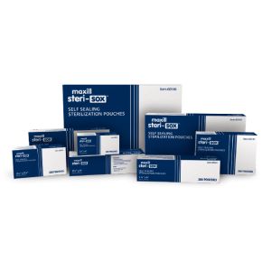 Boxes of maxill steri-sox Self Sealing Sterilization Pouches