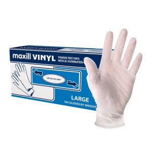 Box of large maxill vinyl gloves