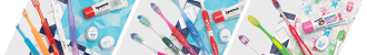 Sample kits with various assortments of toothbrushes and oral care items