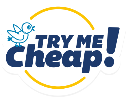 Try Me Cheap! logo with bird
